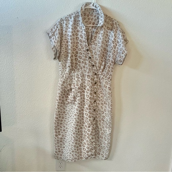 Animal print linen button up (symmetrical) dress size XL by Joie - Picture 1 of 11